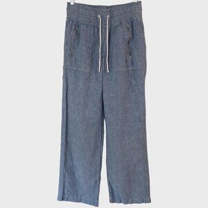Athleta Cabo Linen Wide-Leg Pant Blue Womens Size 4 Beach Travel Resort Vacation